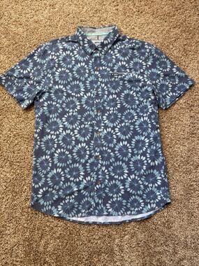 Jetty Floral Print Button Down Short Sleeve Hawaiian Shirt Mens Size Medium